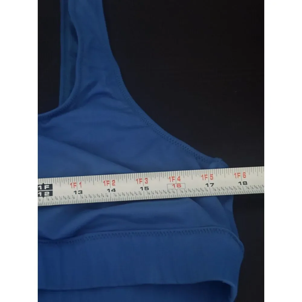 Skims Swim Bikini Top 3X Blue Scoop Neck Wireless Plus Size Swimwear